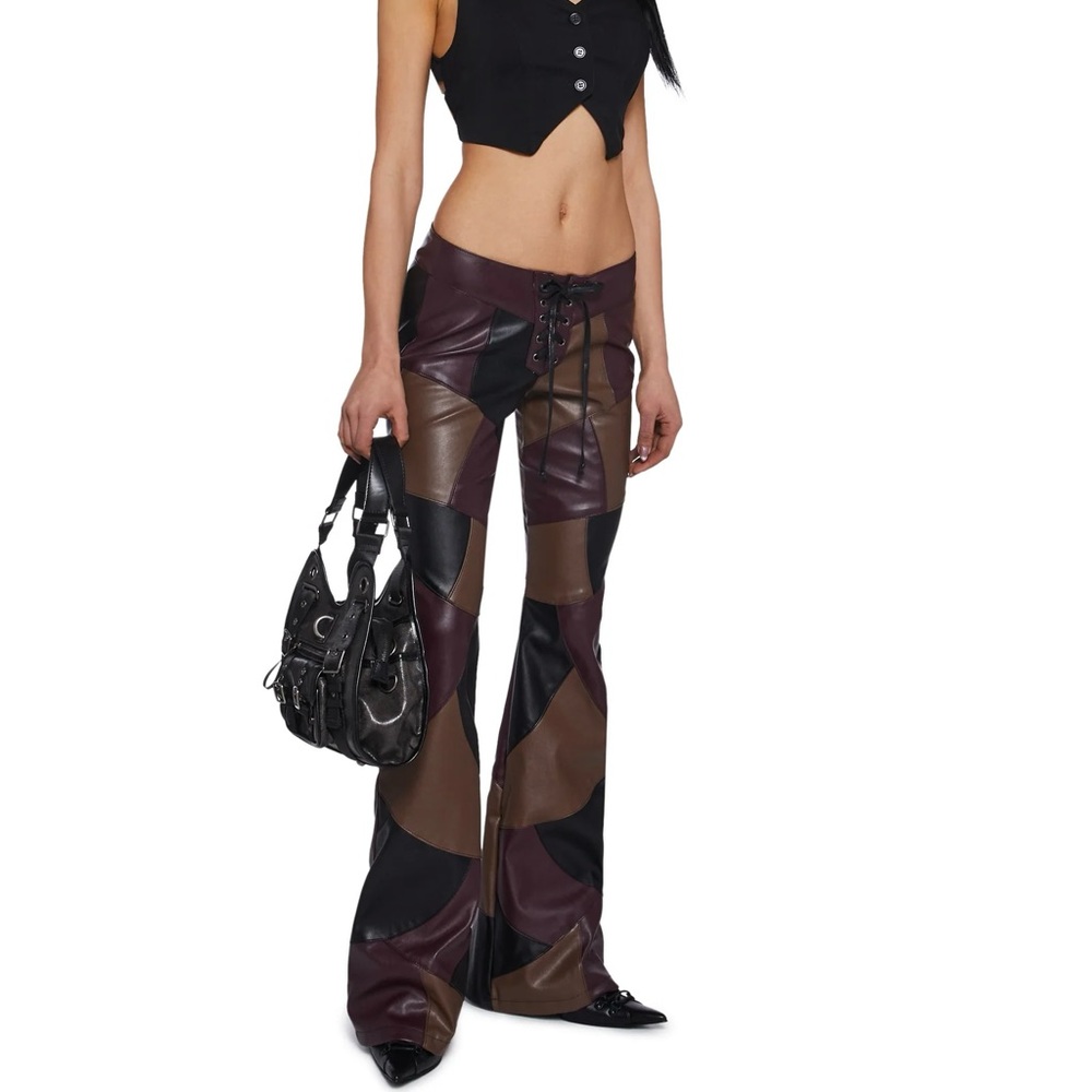 Patchwork Faux Leather Pants